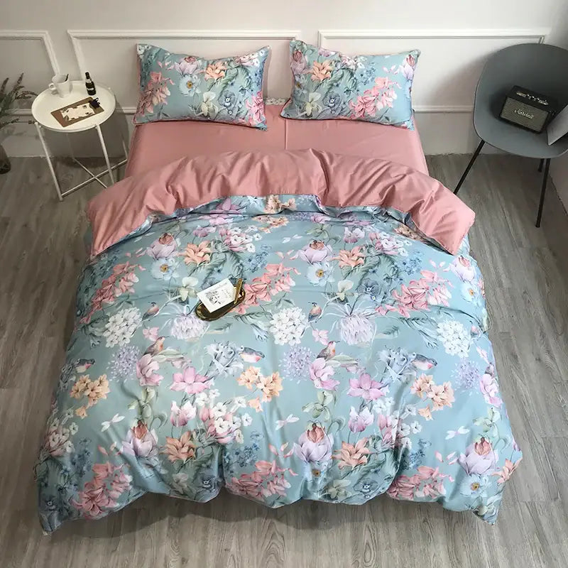 Flamingo Leaf Satin Duvet