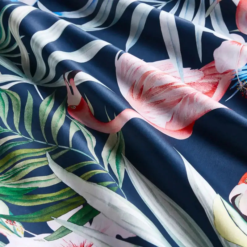 Flamingo Leaf Satin Duvet