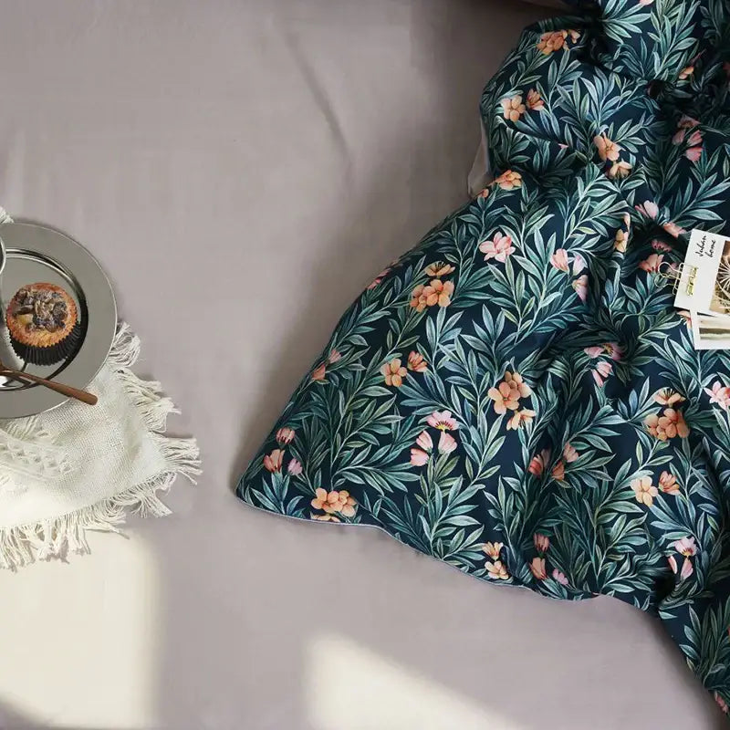 Flamingo Leaf Satin Duvet