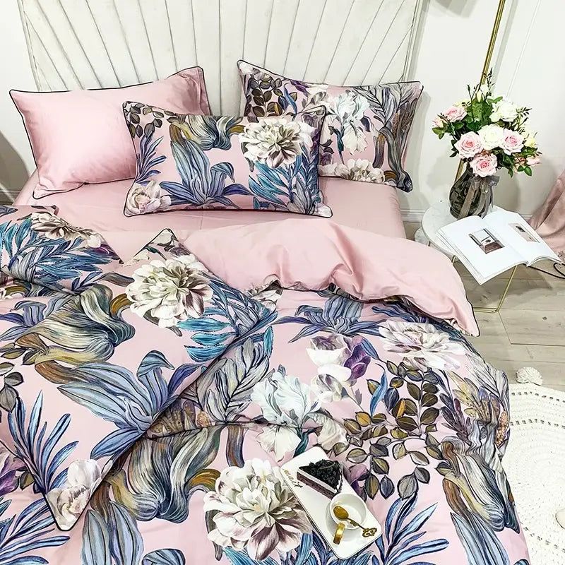 Flamingo Leaf Satin Duvet