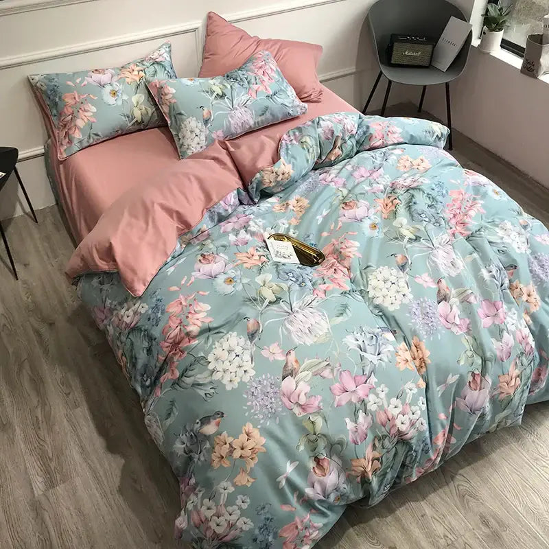 Flamingo Leaf Satin Duvet