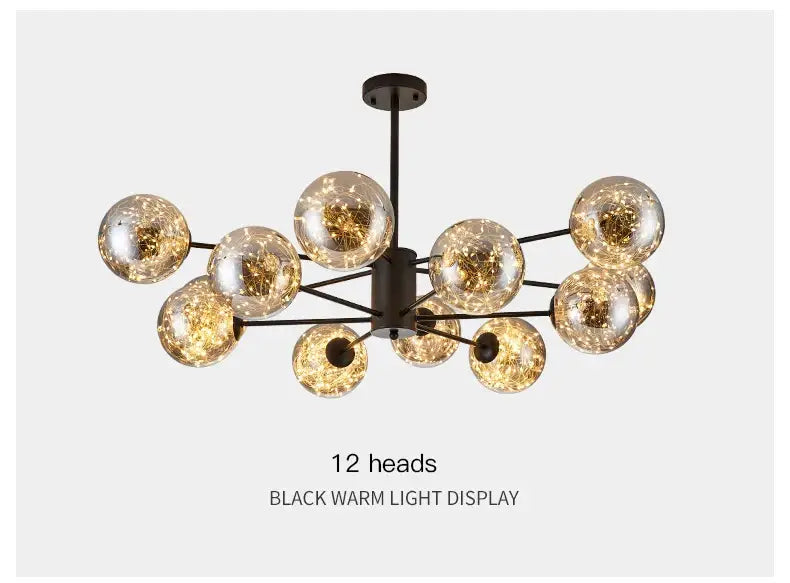 Smoke Gray Glass Chandelier