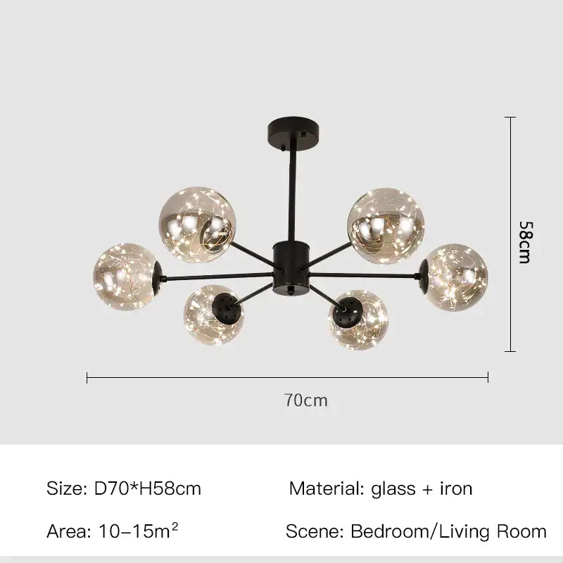 Smoke Gray Glass Chandelier