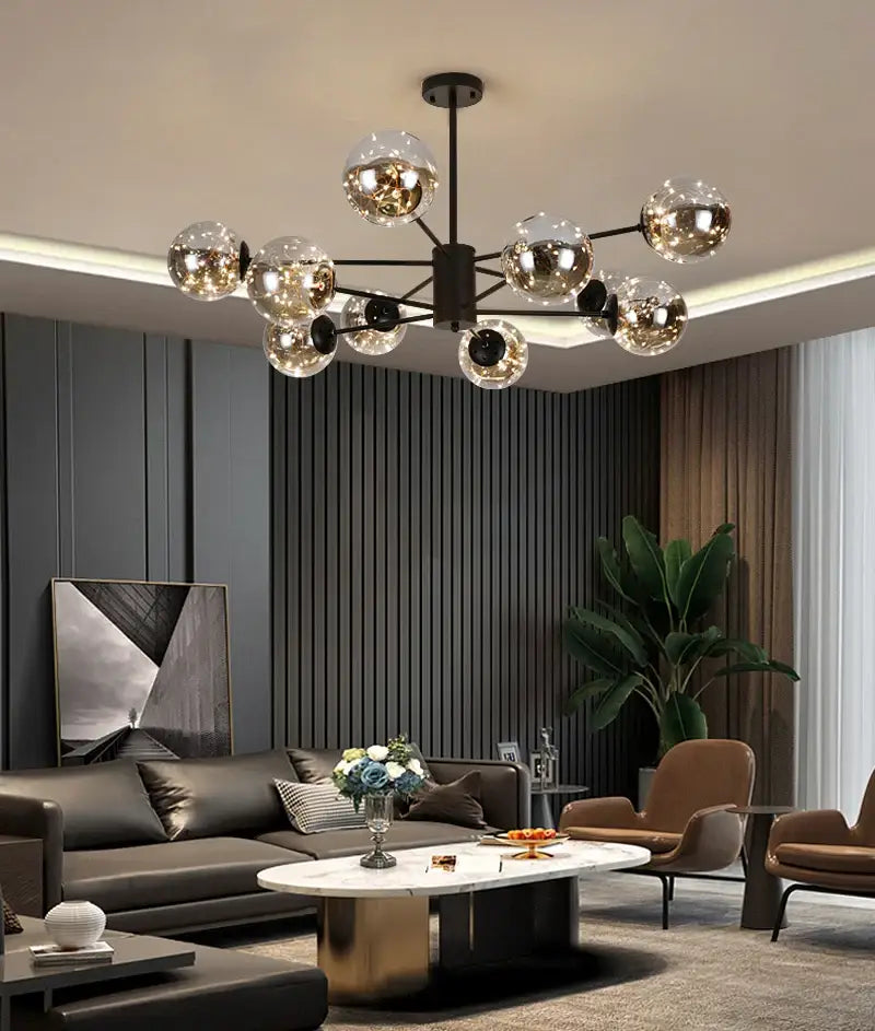 Smoke Gray Glass Chandelier
