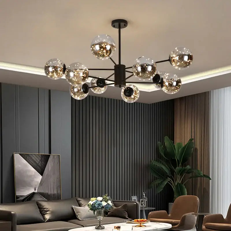 Smoke Gray Glass Chandelier