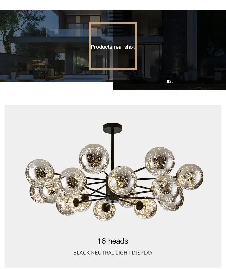 Smoke Gray Glass Chandelier