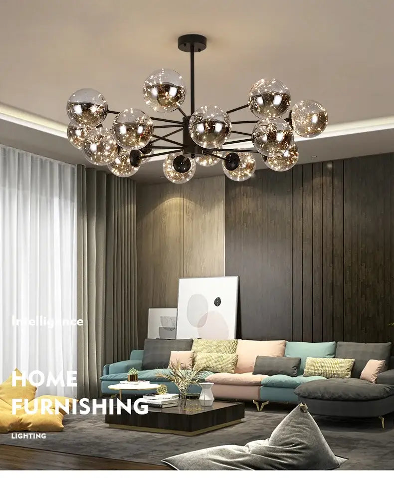 Smoke Gray Glass Chandelier