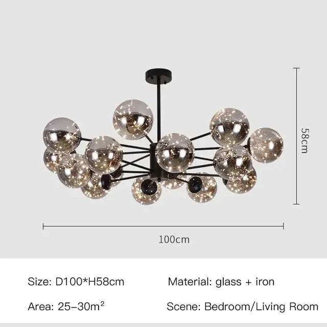 Smoke Gray Glass Chandelier