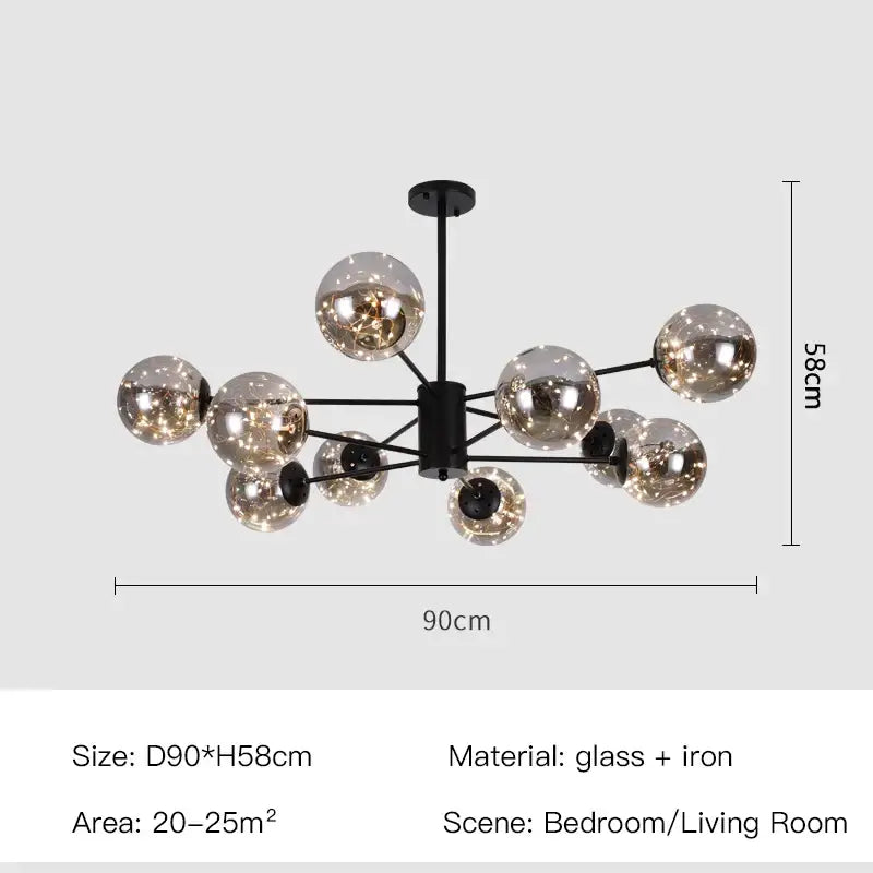 Smoke Gray Glass Chandelier