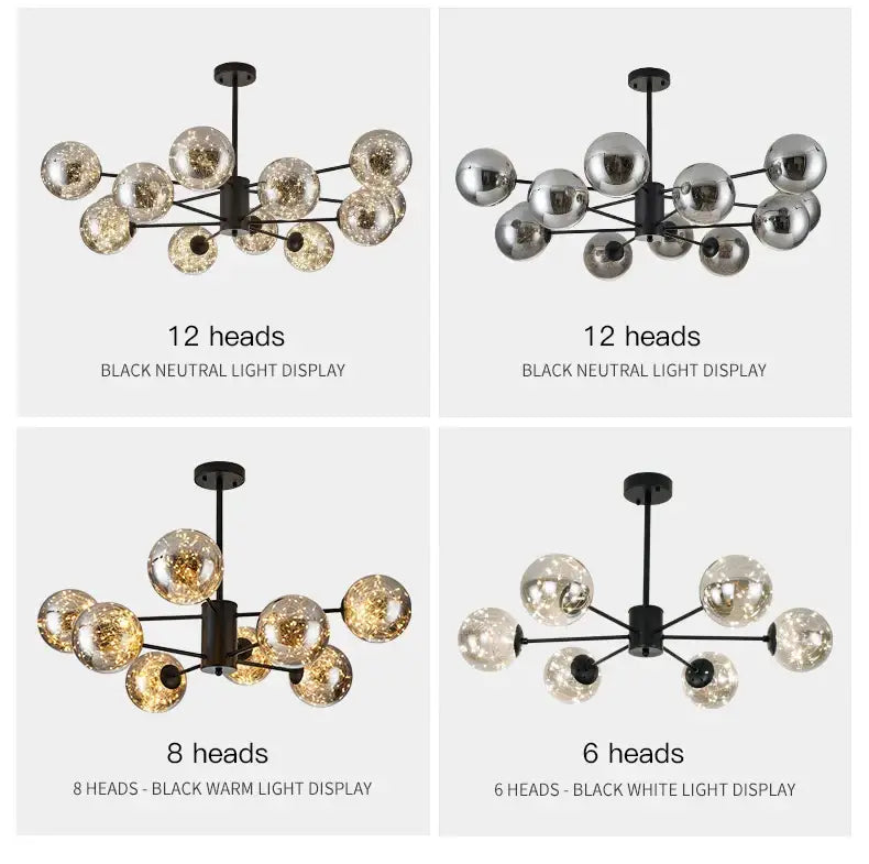 Smoke Gray Glass Chandelier