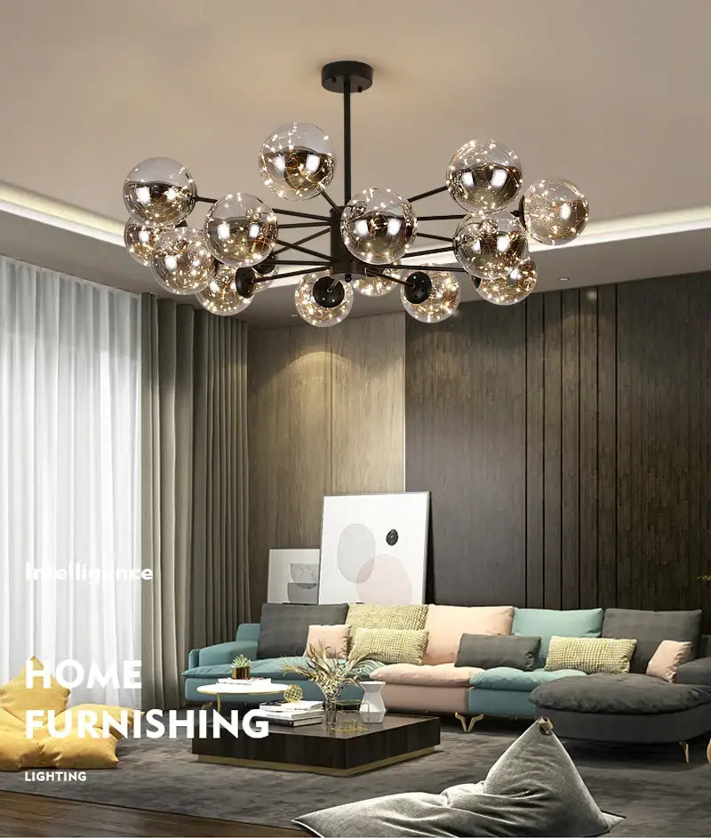 Smoke Gray Glass Chandelier