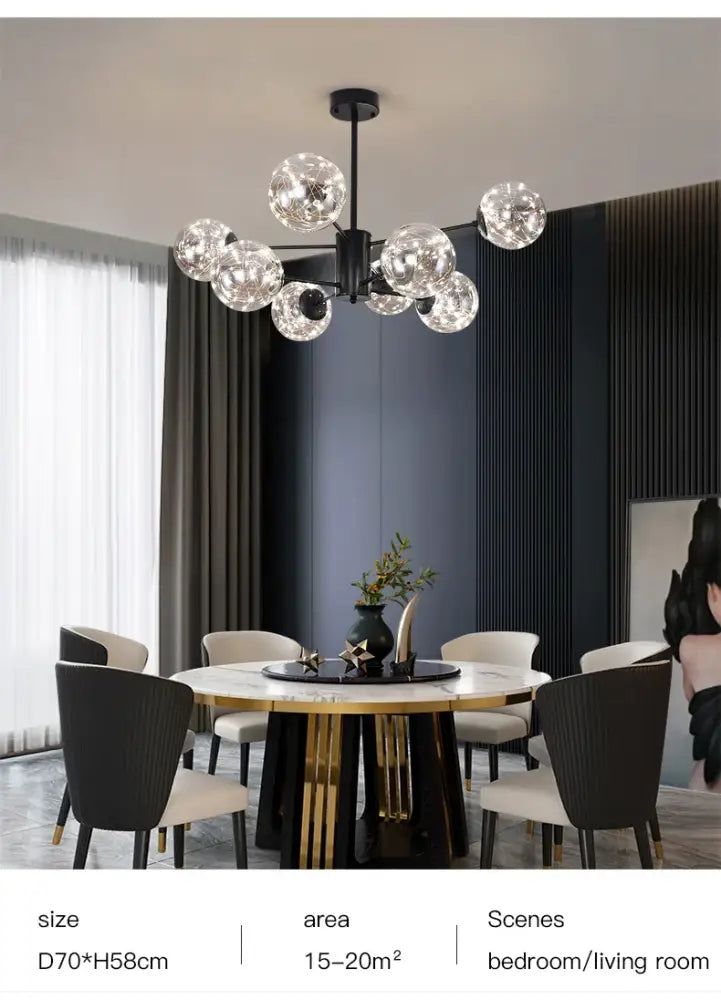 Smoke Gray Glass Chandelier