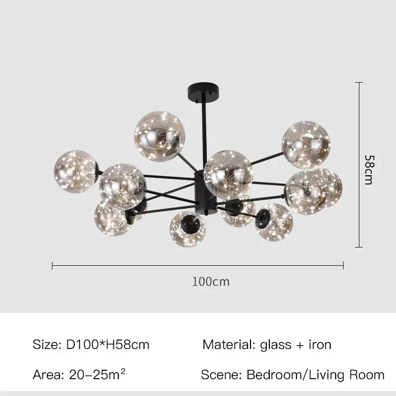 Smoke Gray Glass Chandelier