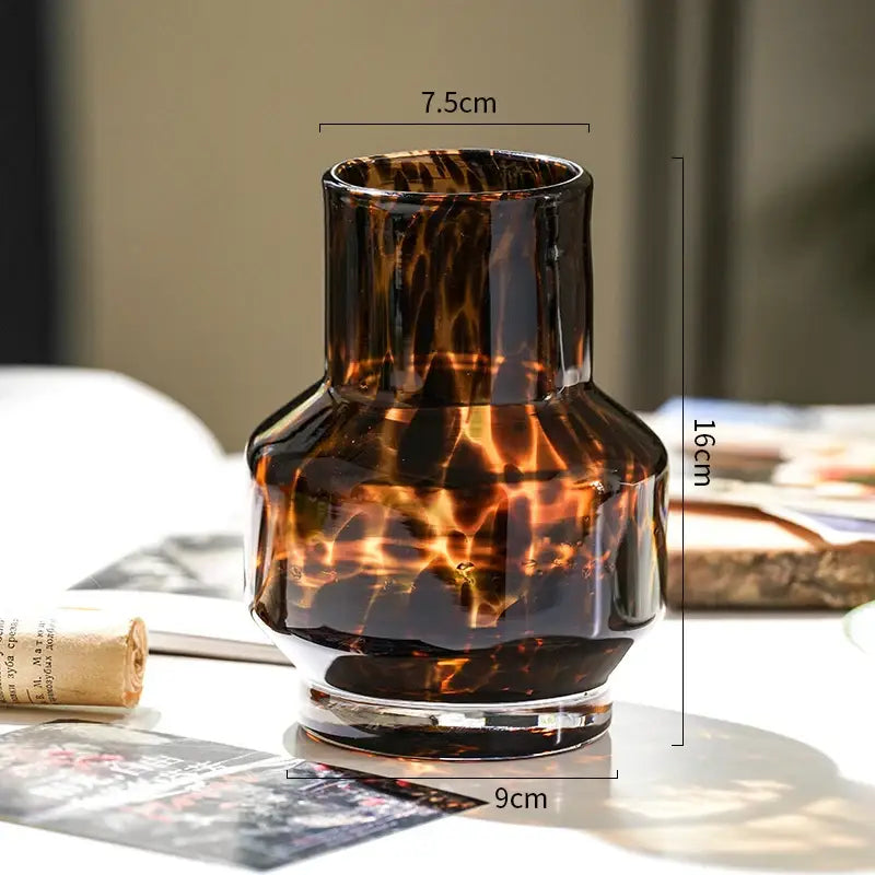 Amber Glass Leopard Vase