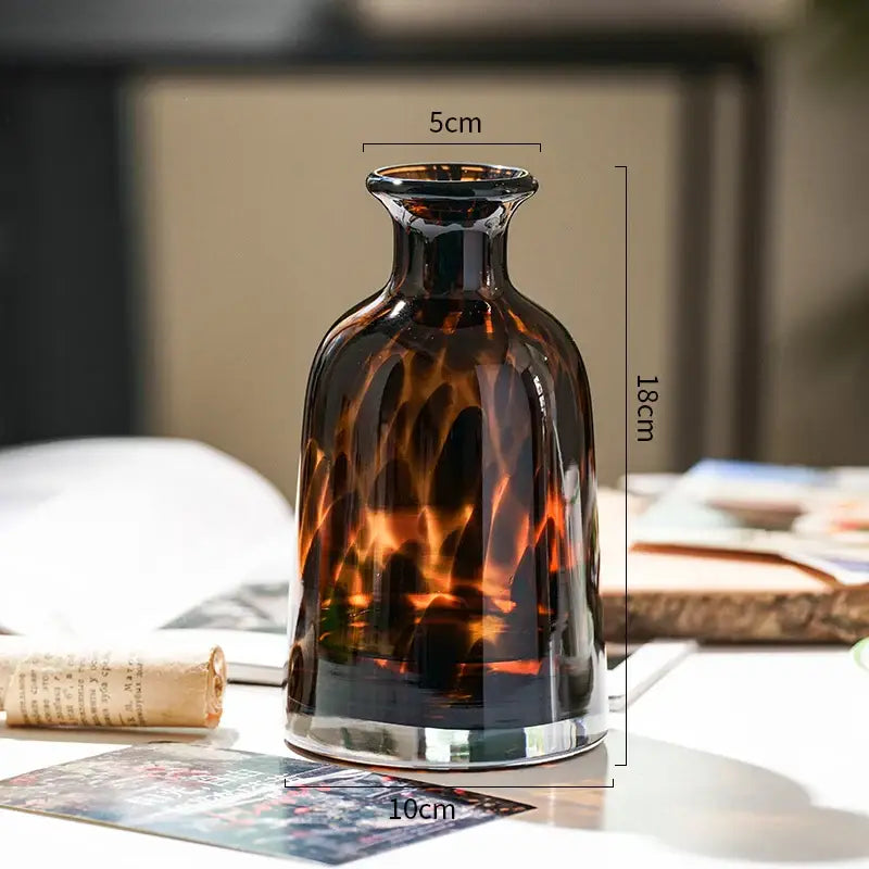 Amber Glass Leopard Vase