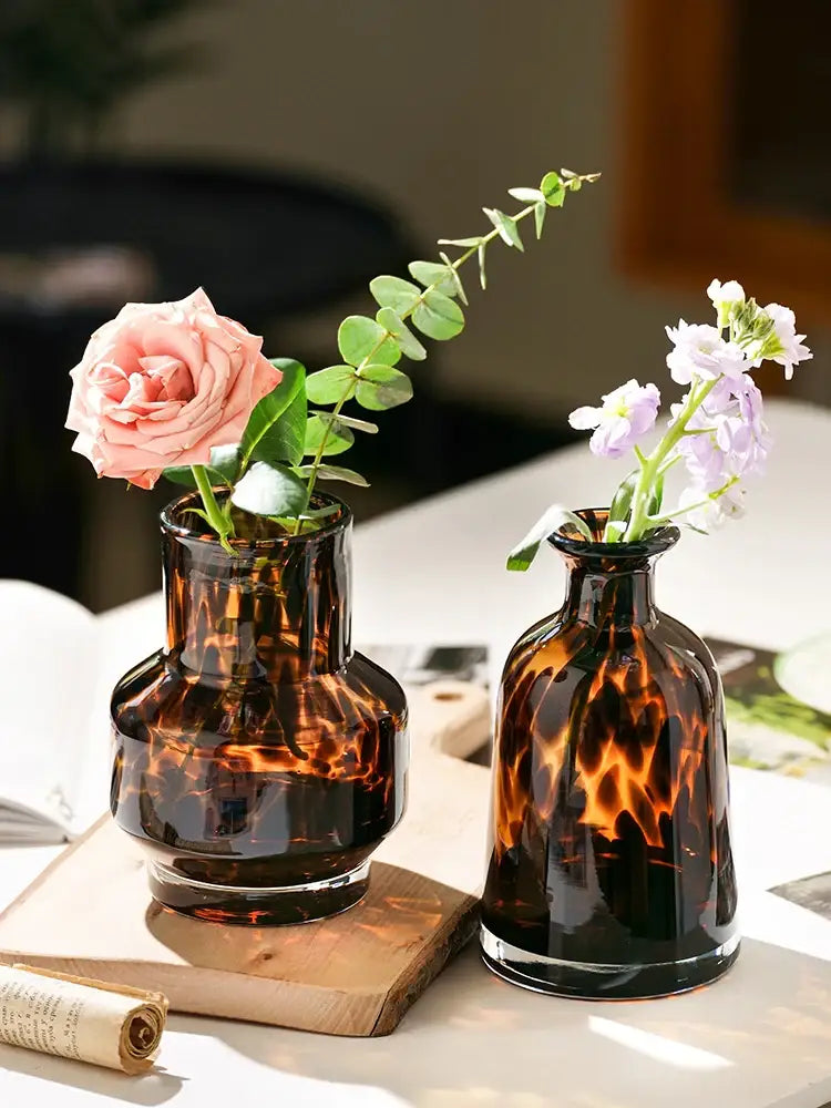 Amber Glass Leopard Vase