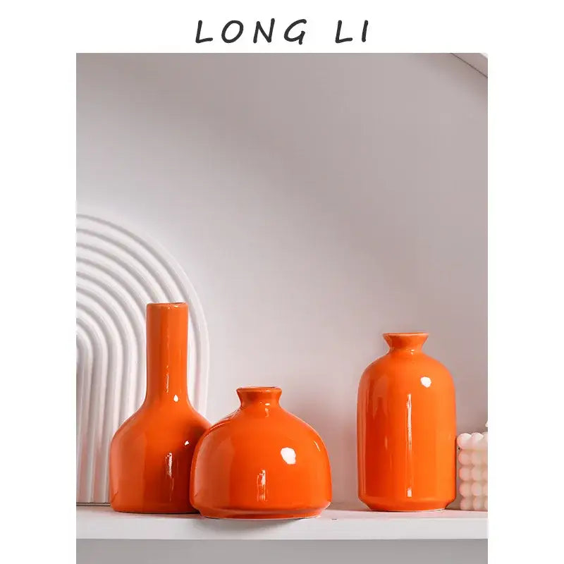 Orange Ceramic Vase Set