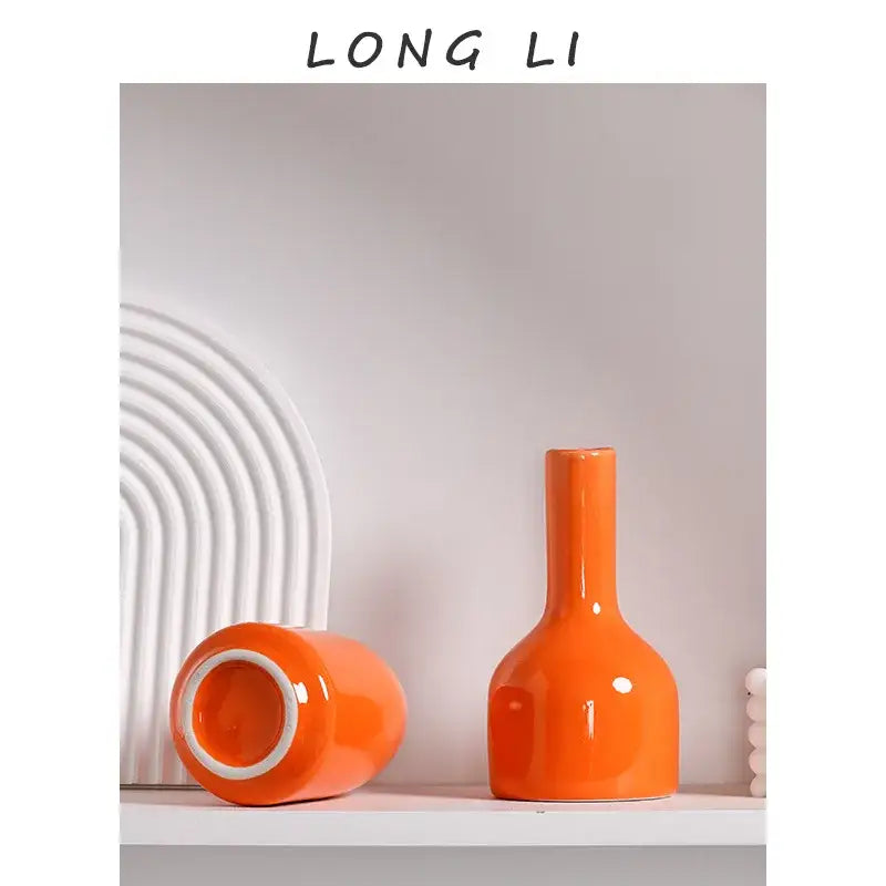 Orange Ceramic Vase Set