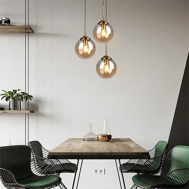 Amber Glass LED Chandelier