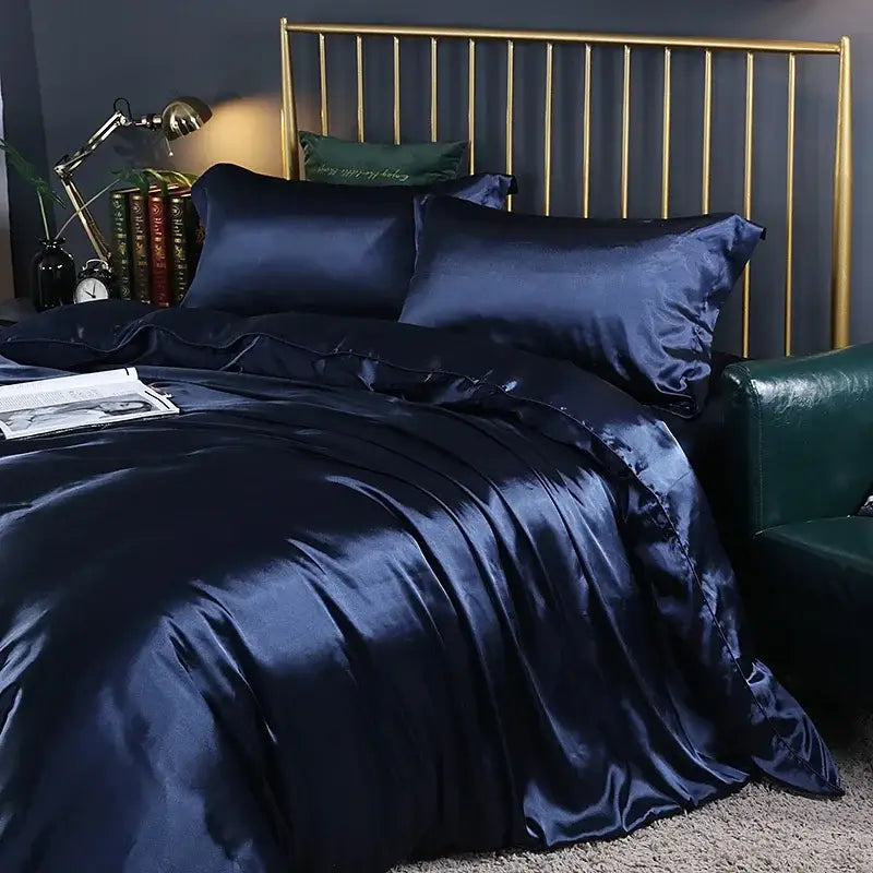 Peacock Blue High-Quality Satin Bedding