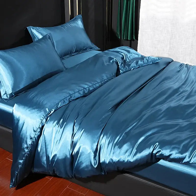 Turquoise Satin Duvet Cover