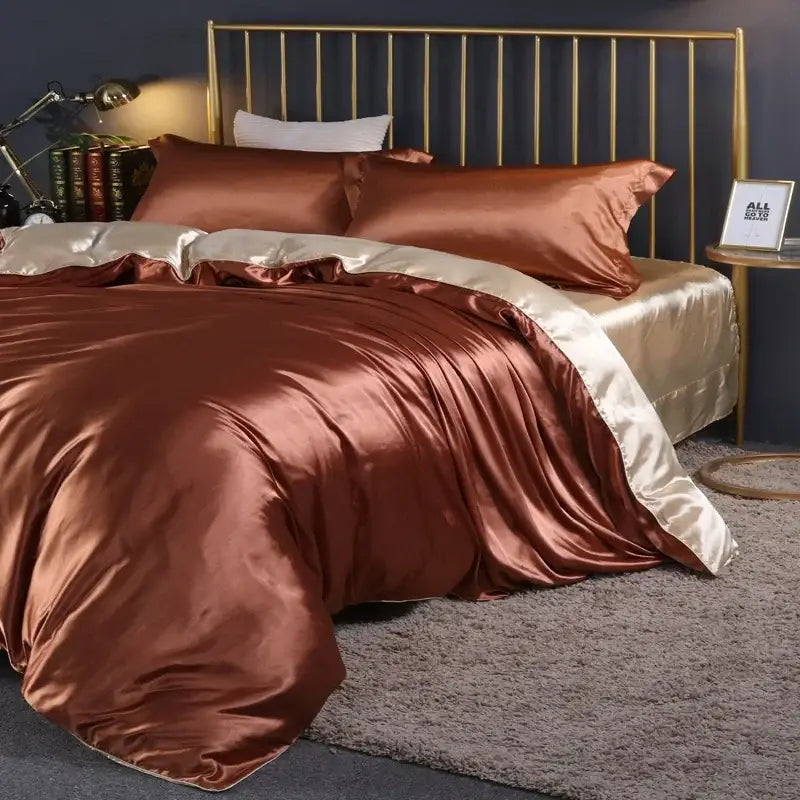 Red Satin Duvet Cover Set
