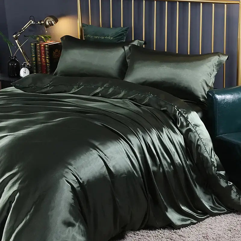 Red Satin Duvet Cover Set