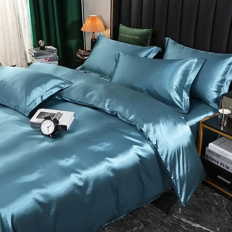 Red Satin Duvet Cover Set