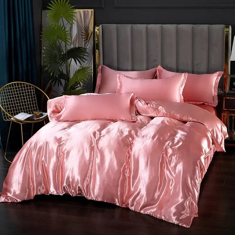 Black Satin Silk Bedding Set