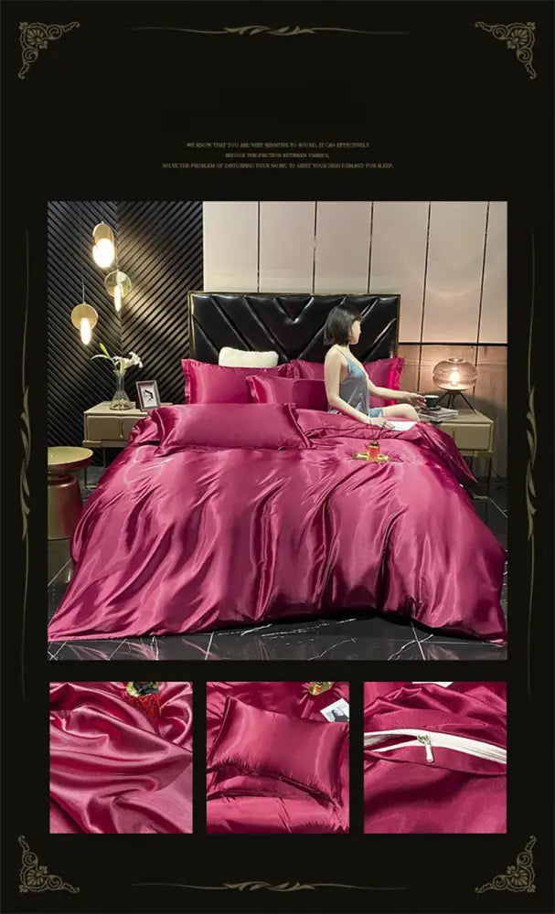 Pink High-End Mulberry Silk Bedding Set