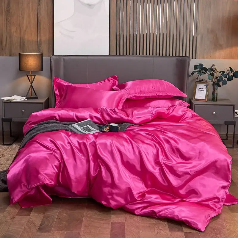 Eye-Catching Fuchsia Rayon Satin Duvet Set