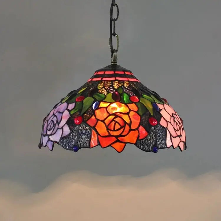 Rose Stained Glass Pendant