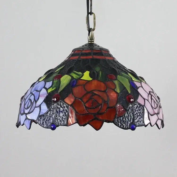 Rose Stained Glass Pendant