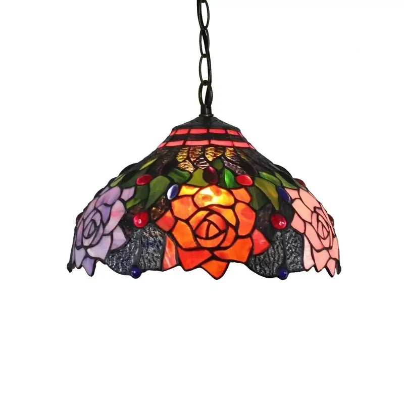 Rose Stained Glass Pendant