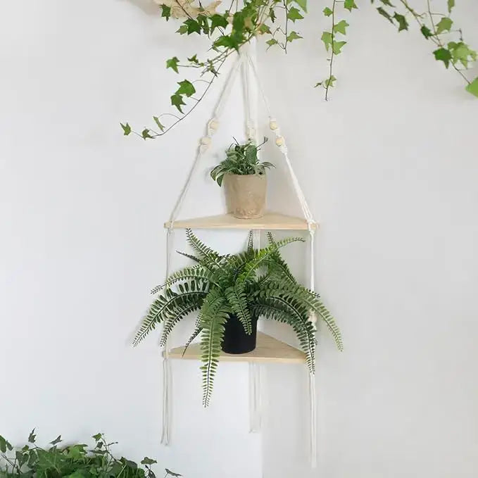 Beige Boho Macrame Shelf