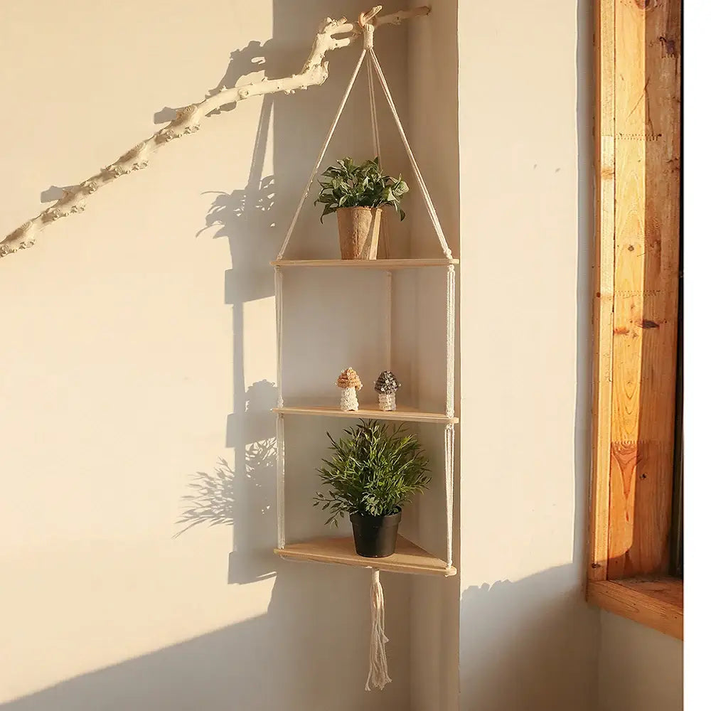 Beige Boho Macrame Shelf