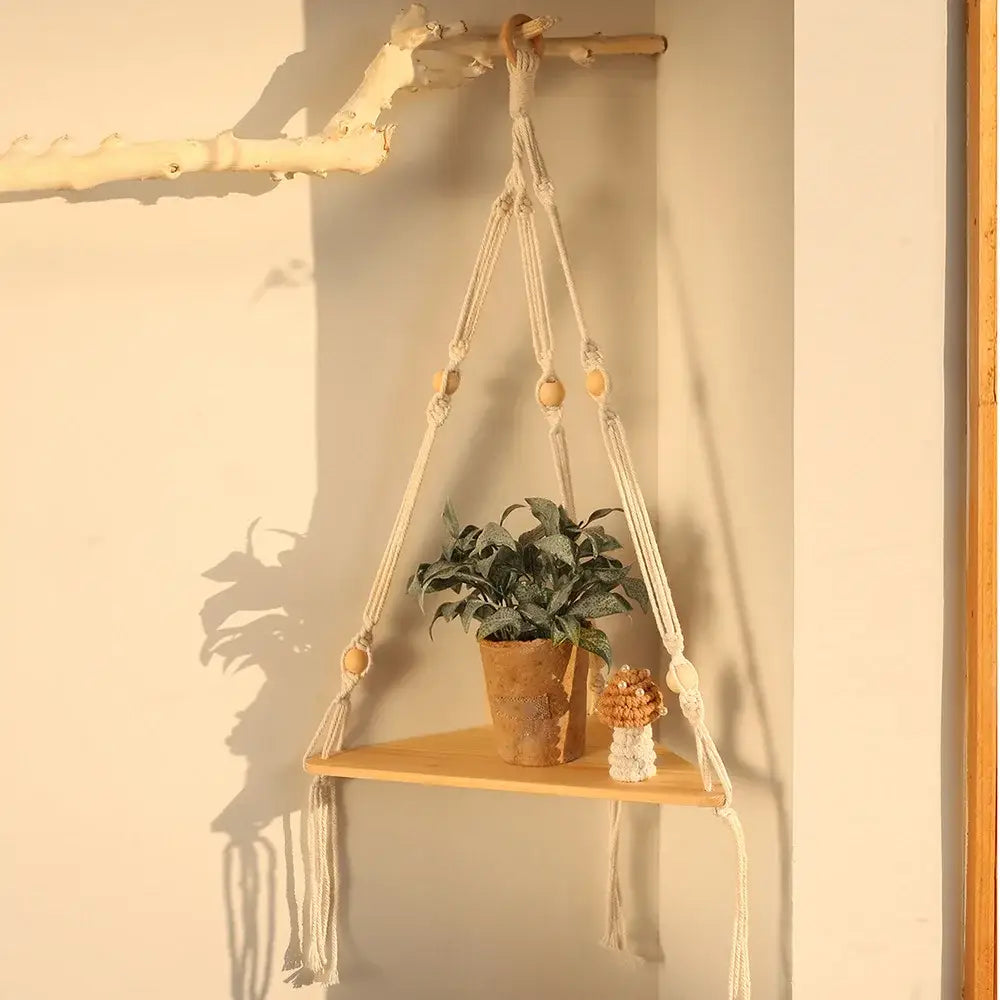 Beige Boho Macrame Shelf