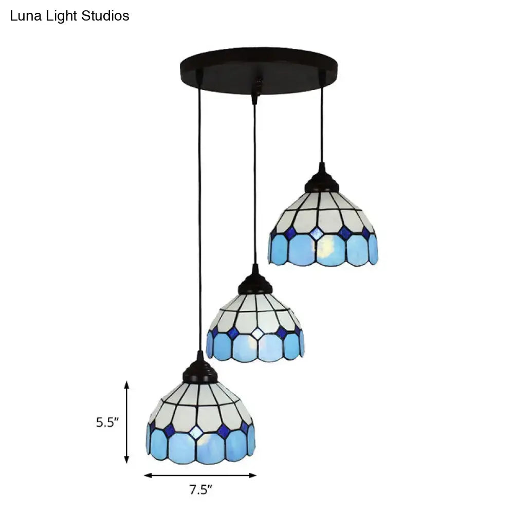Blue White Glass Bowl Light