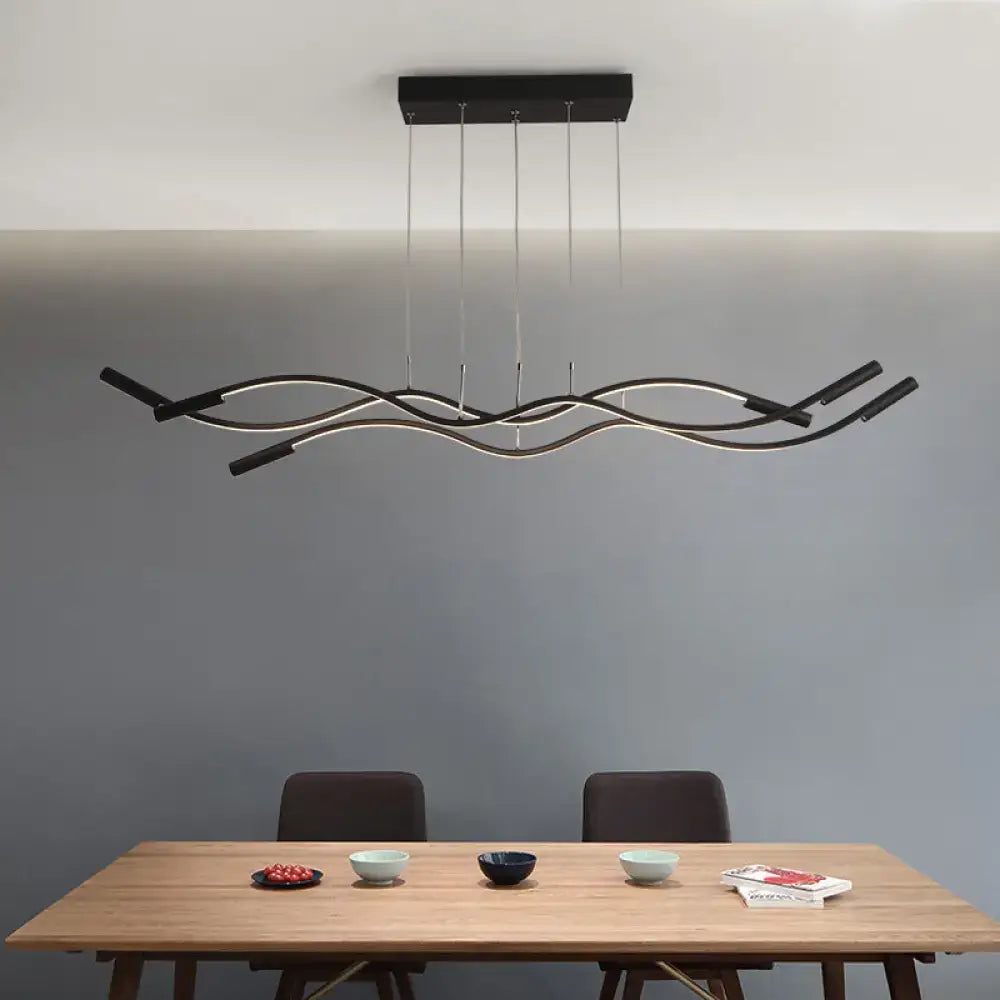 Black Wavy LED Pendant