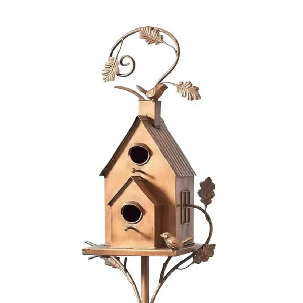 Copper Birdhouse Garden Stakes