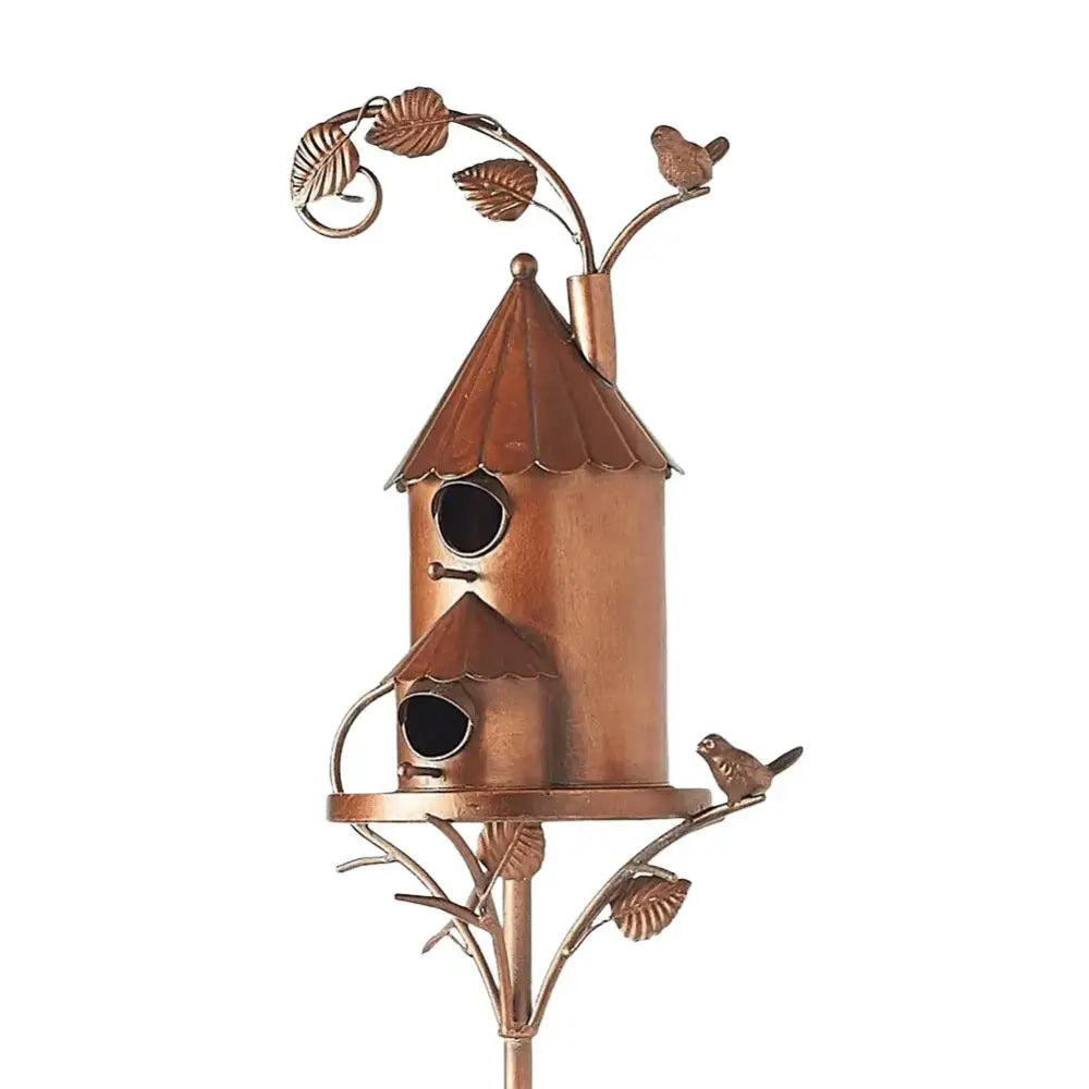Copper Birdhouse Garden Stakes