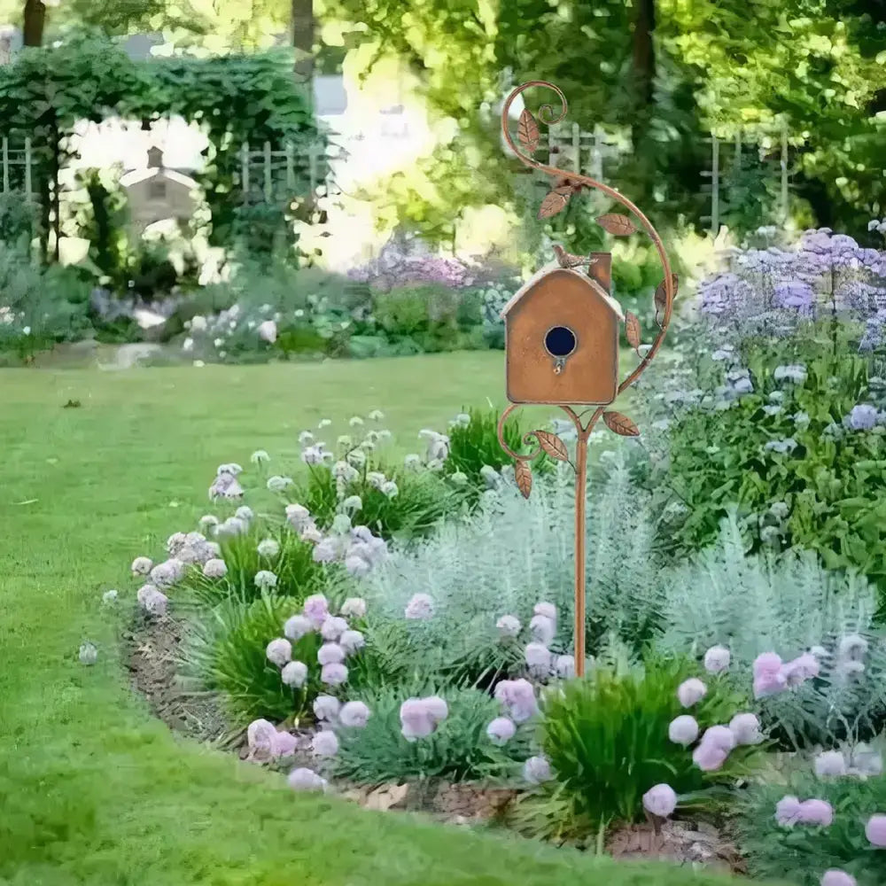 Copper Birdhouse Garden Stakes