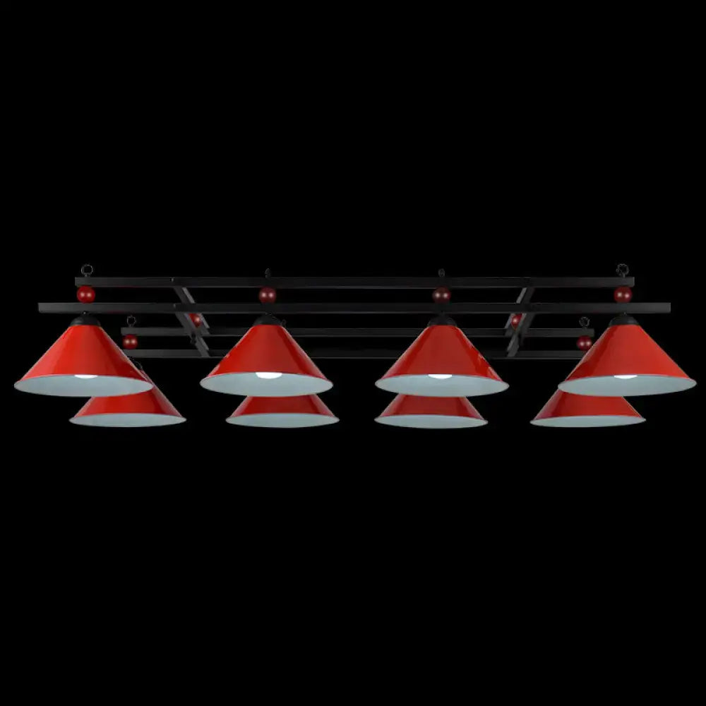 Black Conical Metal Eight-Light Island Pendant