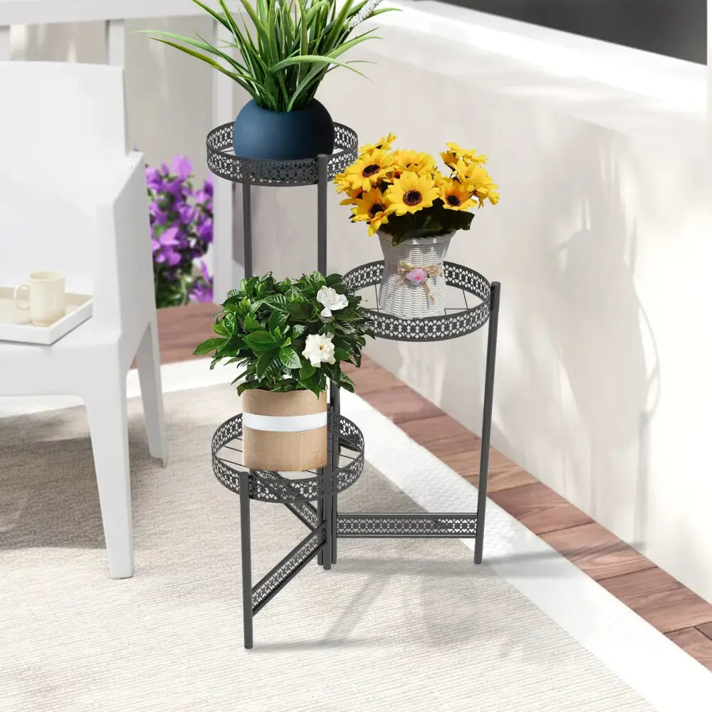 Black Metal Lattice Plant Stand 3 or 4 Tier