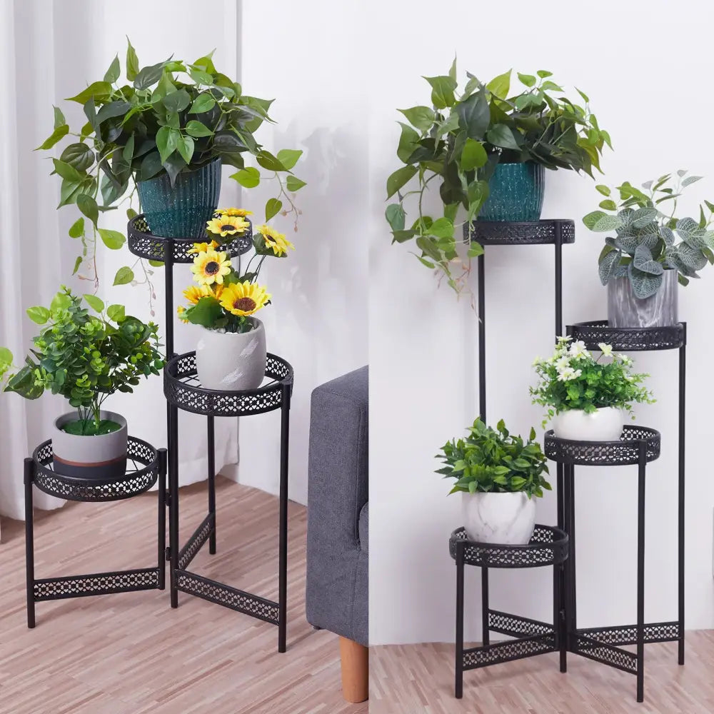 Black Metal Lattice Plant Stand 3 or 4 Tier