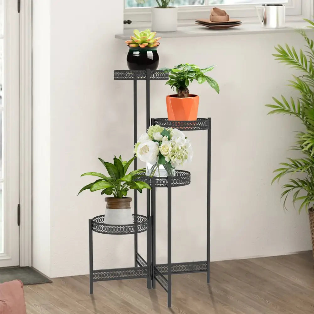 Black Metal Lattice Plant Stand 3 or 4 Tier