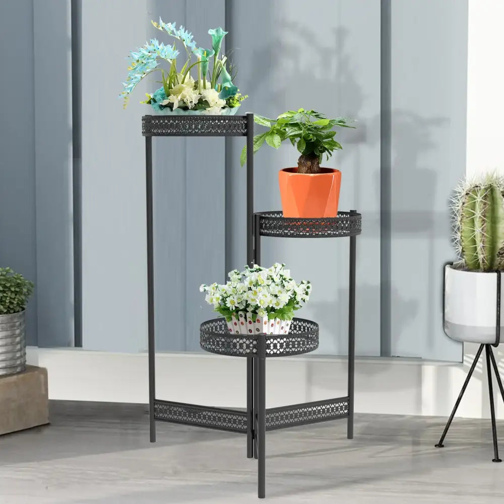 Black Metal Lattice Plant Stand 3 or 4 Tier