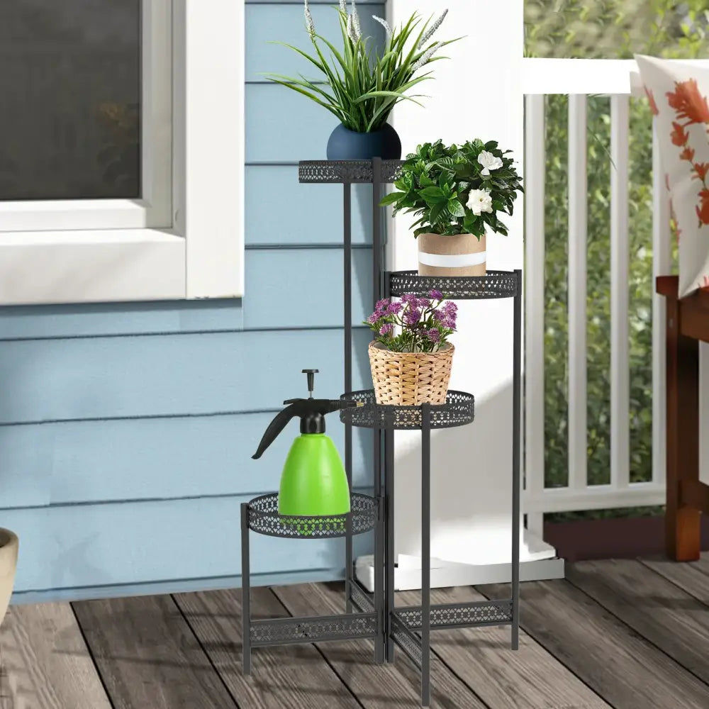 Black Metal Lattice Plant Stand 3 or 4 Tier