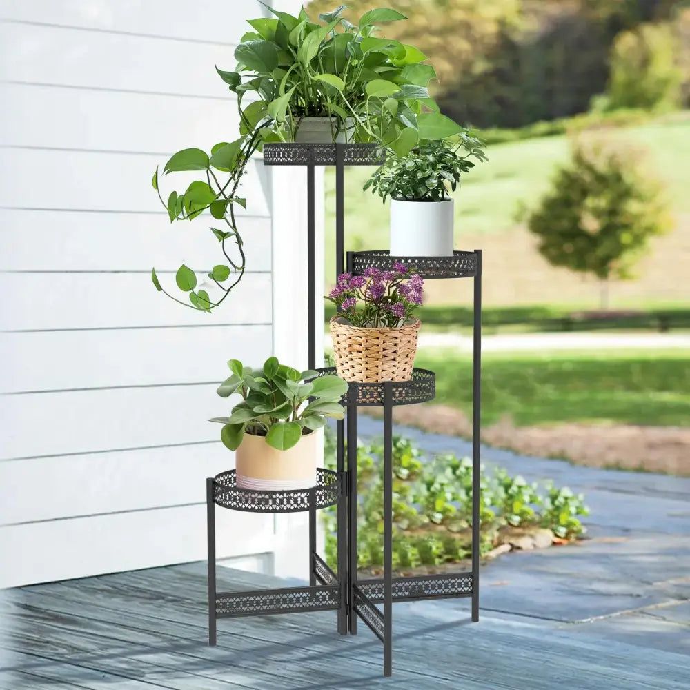 Black Metal Lattice Plant Stand 3 or 4 Tier