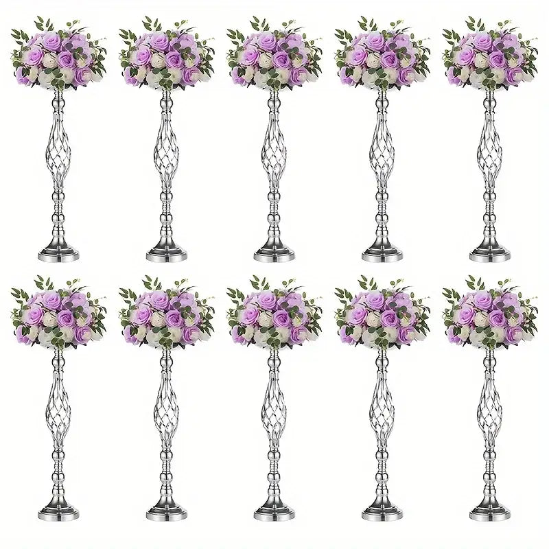 Silver Metal Vase Set